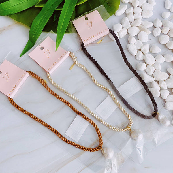 Satin Rope Baroque Pearl Necklace: Tanned Nude