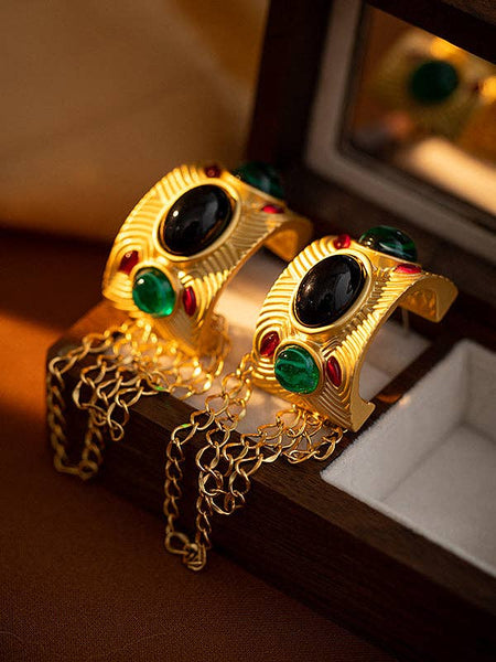 Gold Chains Tasseled Eardrop Earrings