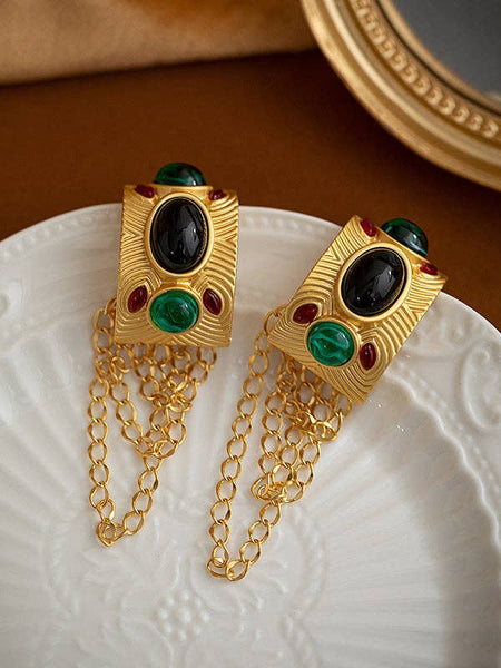 Gold Chains Tasseled Eardrop Earrings