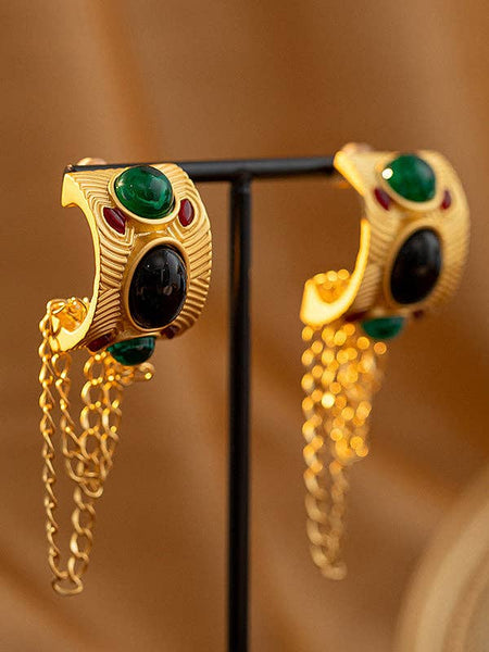 Gold Chains Tasseled Eardrop Earrings