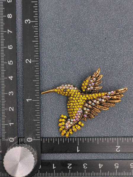 Multi-color Rhinestone Hummingbird Brooch: C