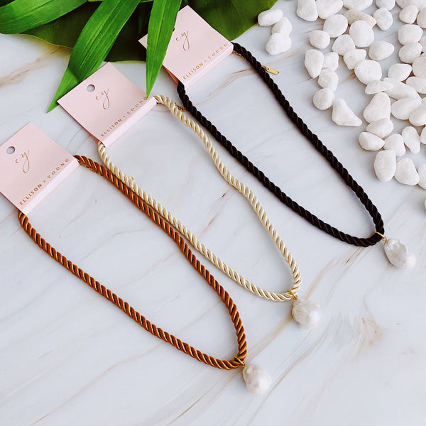 Satin Rope Baroque Pearl Necklace: Tanned Nude