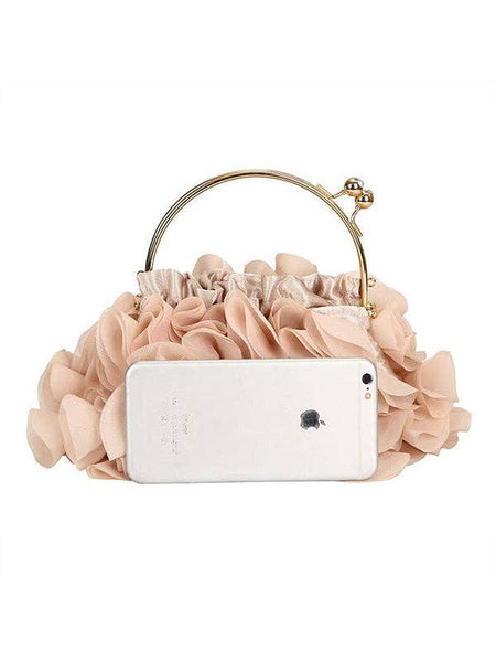 Three-Dimensional Flower Handbags: Apricot / One_size