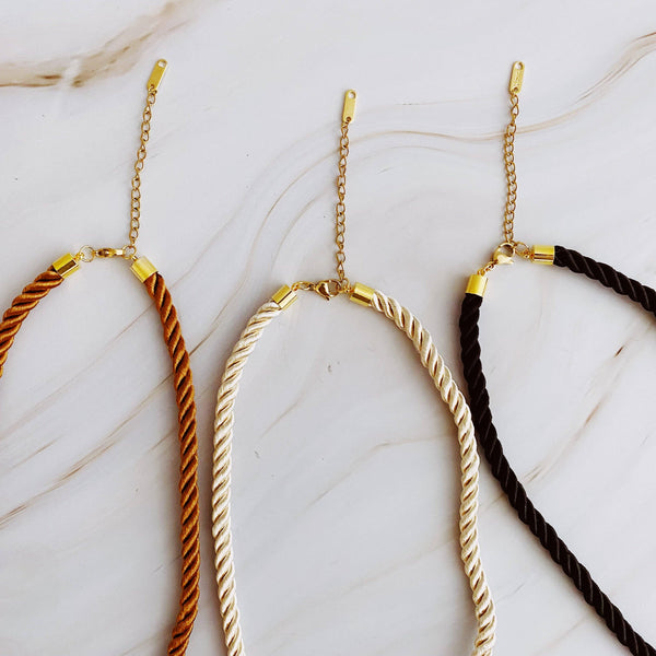 Satin Rope Baroque Pearl Necklace: Black