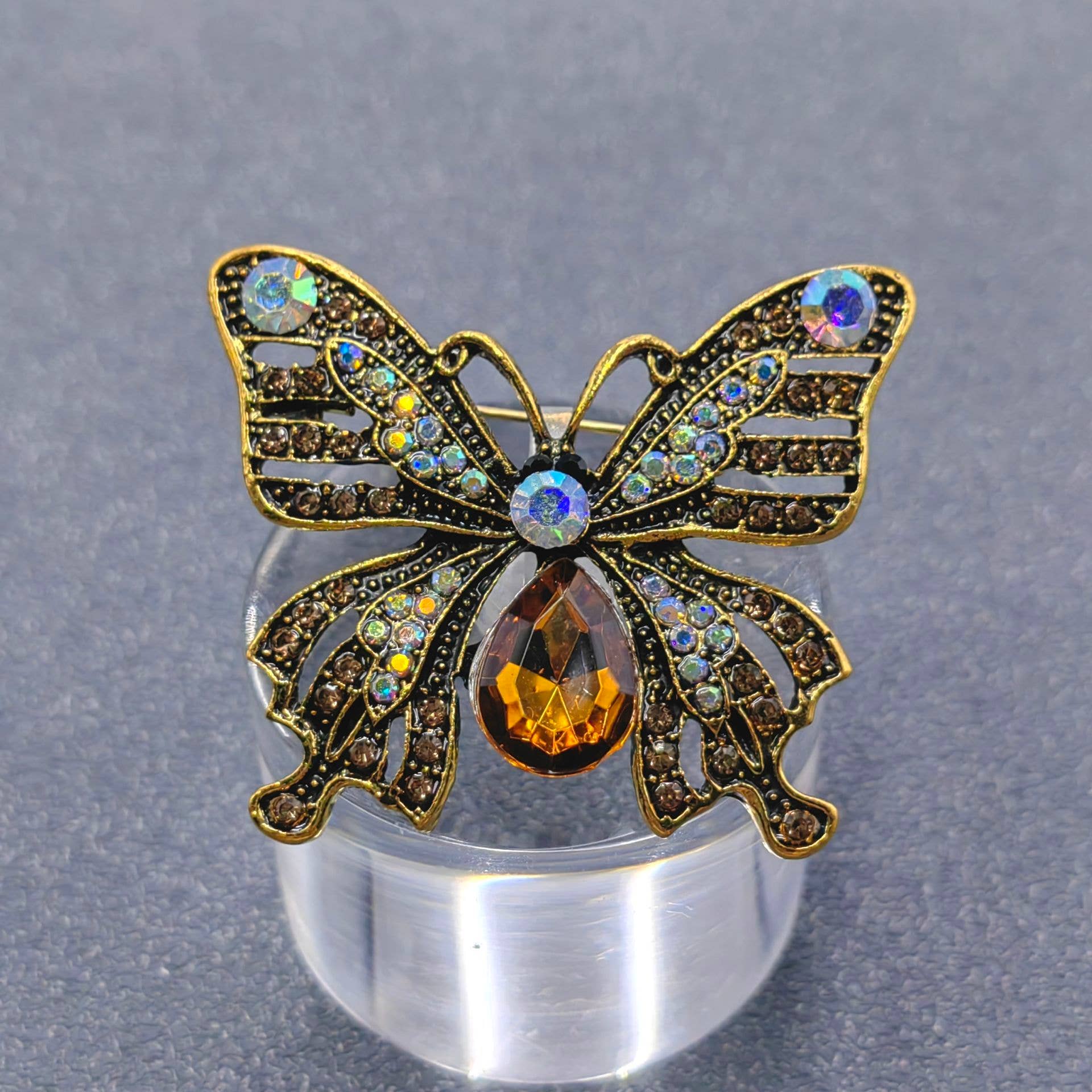 Vintage Rhinestone Butterfly Brooch