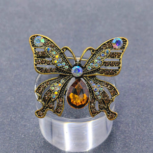 Vintage Rhinestone Butterfly Brooch