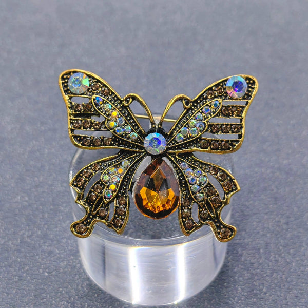 Vintage Rhinestone Butterfly Brooch