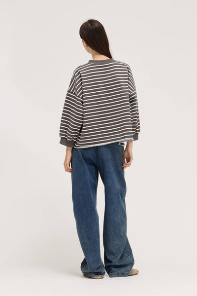 Steel EASY FIT STRIPE SWEATSHIRT