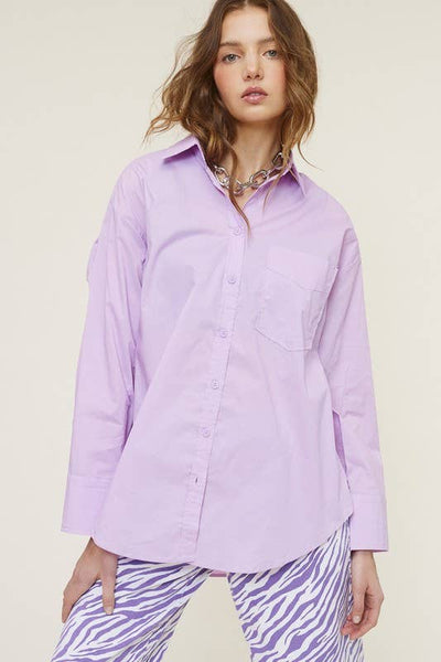 Lavender Oversized Button-Down Shirt