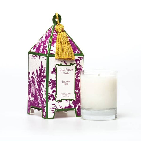 Rhubarb Pear Toile Mini Pagoda Candle