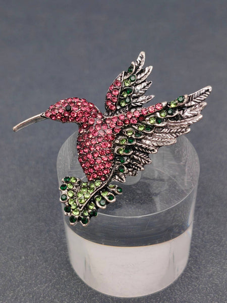 Multi-color Rhinestone Hummingbird Brooch: C