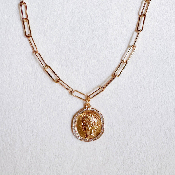 Glam Edge Coin Link Chain Necklace