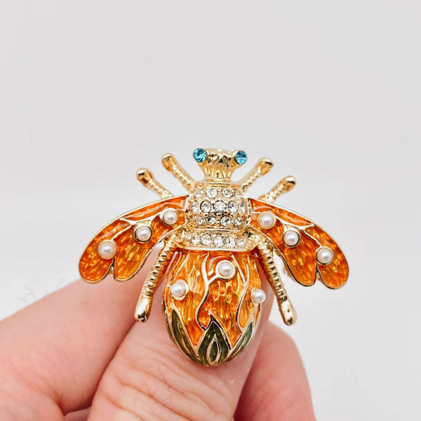 Colorful Enamel Rhinestone Bee Brooch: A