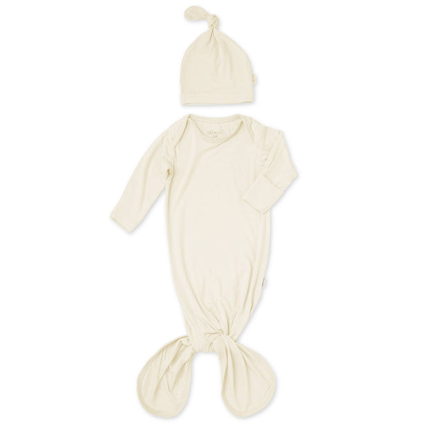 Sage Bamboo Layette Knotted Gown and Beanie for Newborns