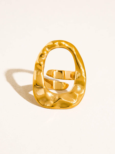 18K Gold Non-Tarnish Statement Rings: Emberra-Pearl