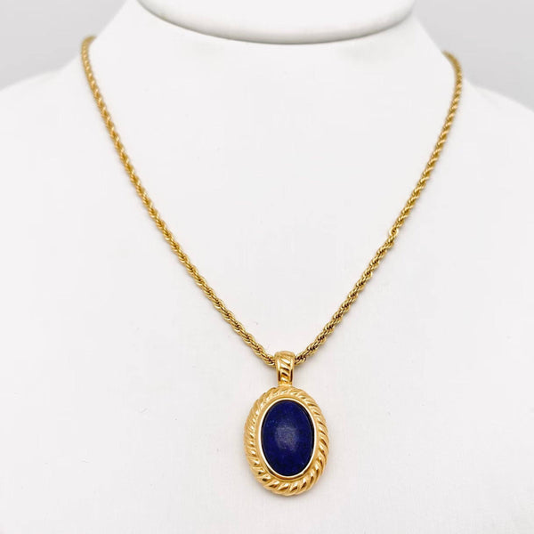 Lapis Lazuli 18K Gold-plated Steel Pendant Necklace - FGS