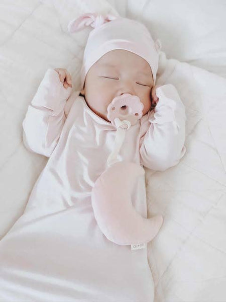 Bamboo Knotted Baby Gown & Beanie blue