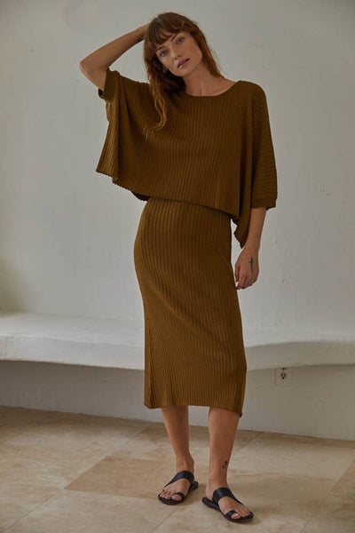 Boxy Short Sleeve Olive Sweater