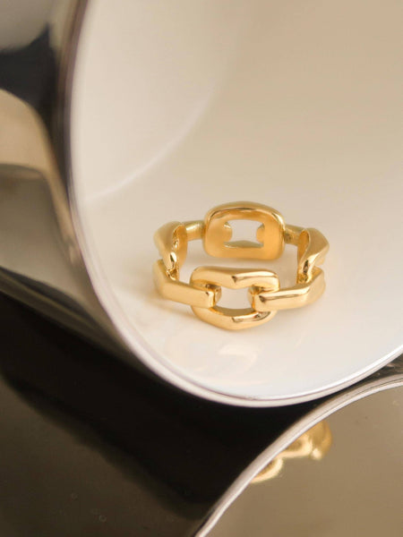Brooklyn 18K Gold Stack Braided Non-Tarnish Ring: Yellow Gold / 7