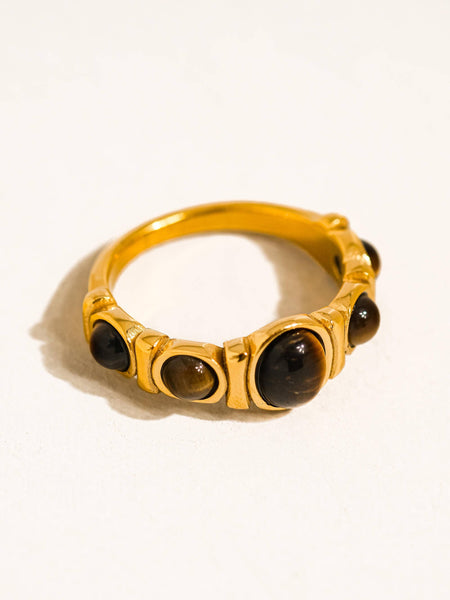 Canso 18K Gold Non-Tarnish Tiger Eye Ring: Red