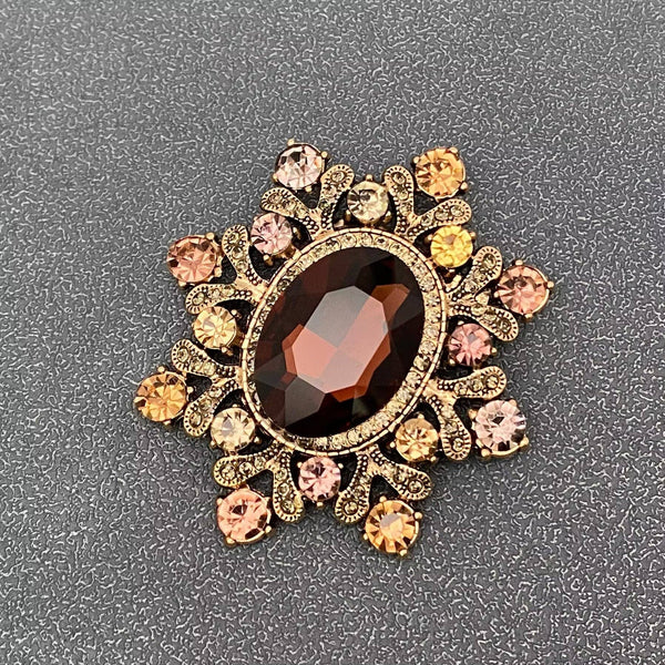 Vintage Sparkling Glass & Rhinestone Snowflake Brooch