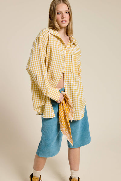 Sunflower Gingham Button Down Shirt