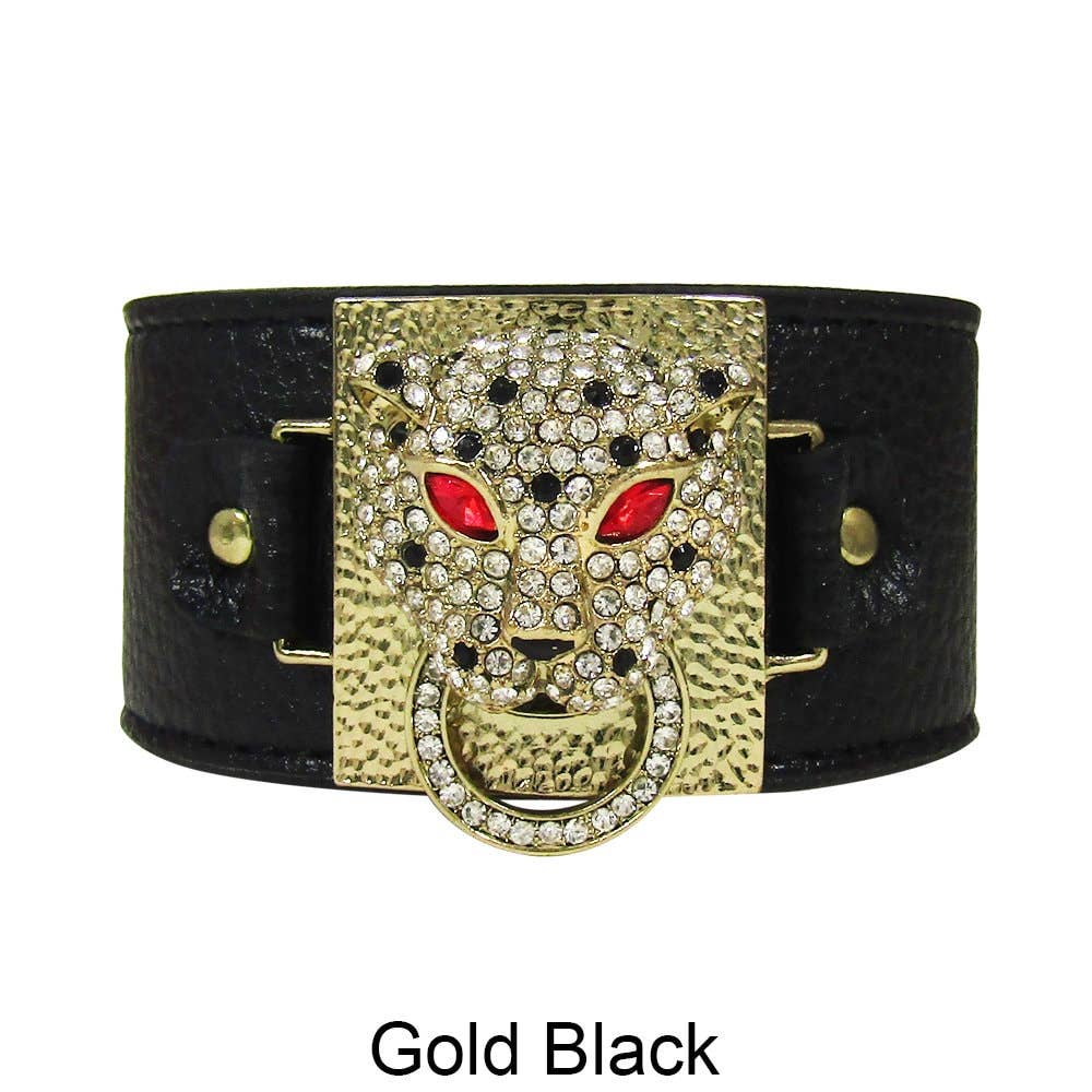 Leopard Leather Button Bracelet