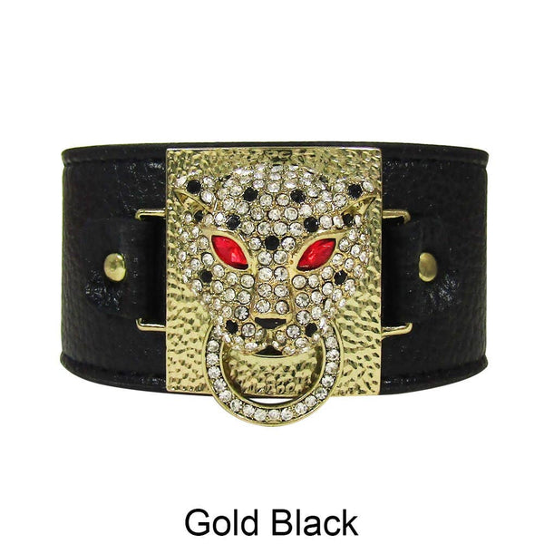 Leopard Leather Button Bracelet