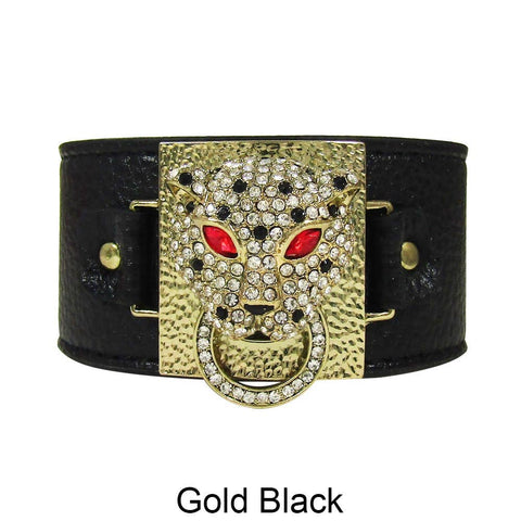 Leopard Leather Button Bracelet