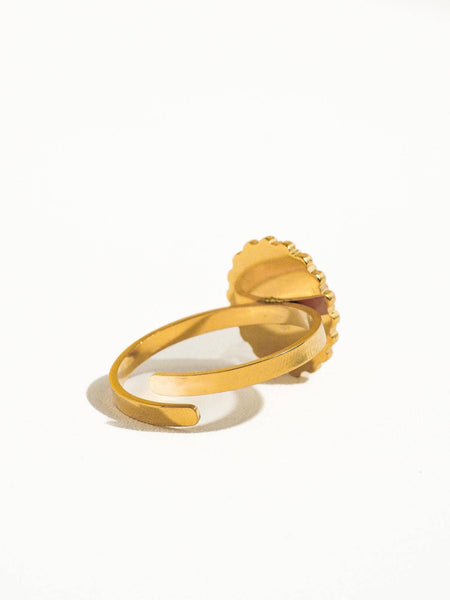 Gypsy Rose 14K Gold Adjustable Round Stone Ring: Rose