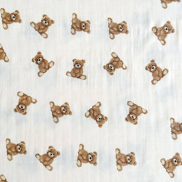 Bamboo Muslin Swaddle Baby Blanket (Teddy Bear)