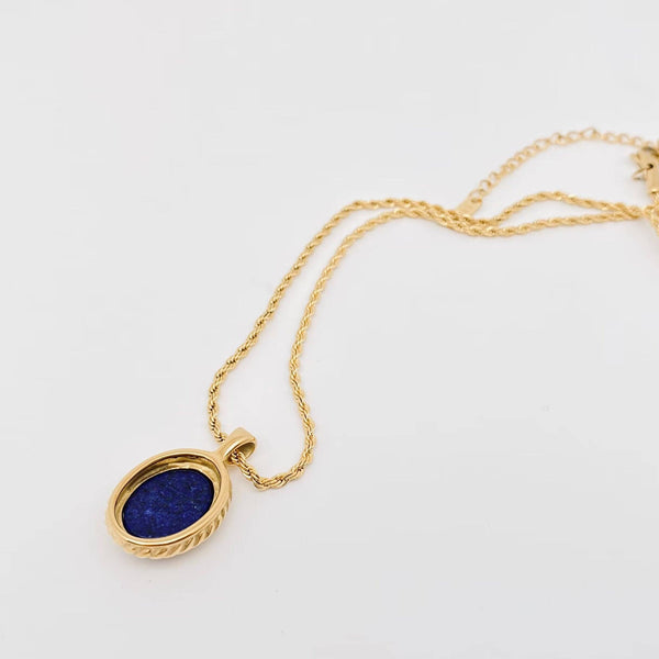 Lapis Lazuli 18K Gold-plated Steel Pendant Necklace - FGS