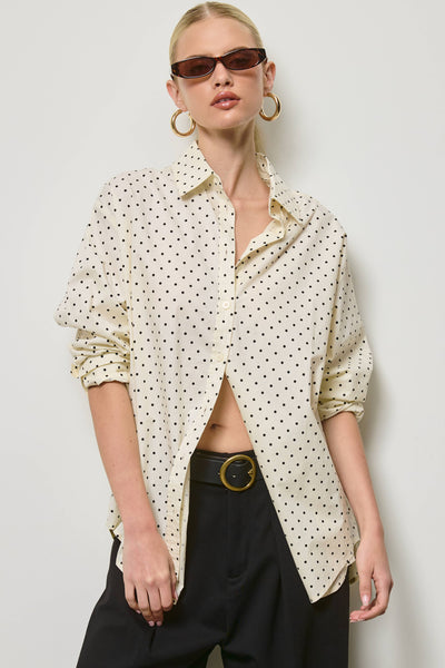 Polka Dot Oversized Button Down Shirt