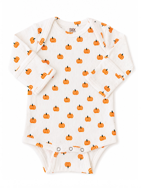 Pumpkin / Organic Pointelle Long Sleeve Bodysuit