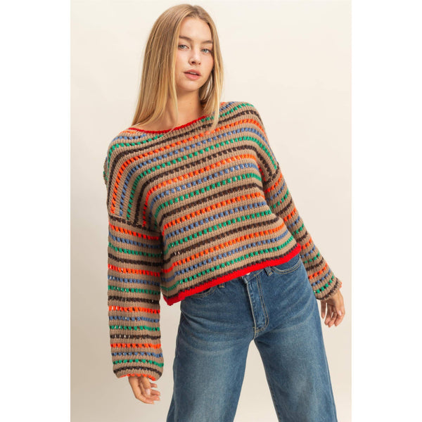 Multi Color Stripe Oversized Sweater