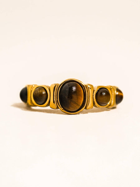 Canso 18K Gold Non-Tarnish Tiger Eye Ring: Red