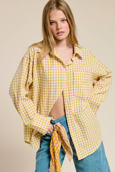 Sunflower Gingham Button Down Shirt