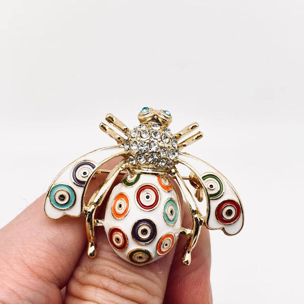 Colorful Enamel Rhinestone Bee Brooch: A