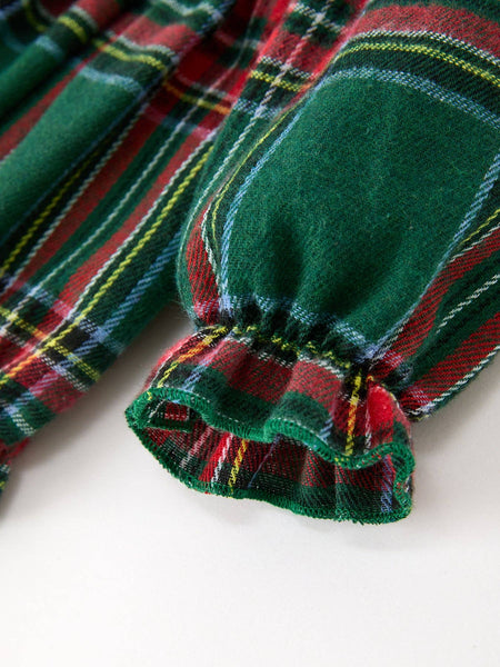 Christmas Plaid Smocked Baby Girl Bubble Romper