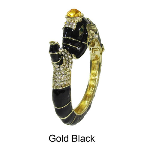 Stoned Enamel Elephant Hinge Bangle