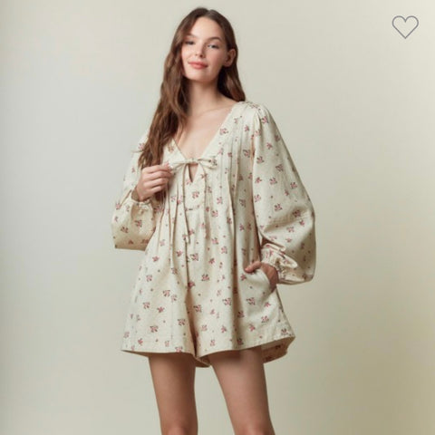 Floral Print Washed Romper
