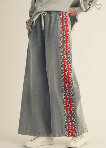 Urban Track Leopard Wide Leg Denim