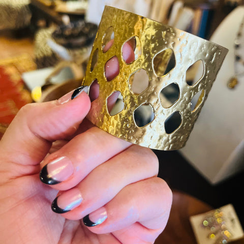 Geo Laser Cut Gold Cuff