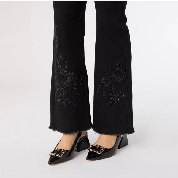 Black Everstretch Baby Bootcut with Embroidery