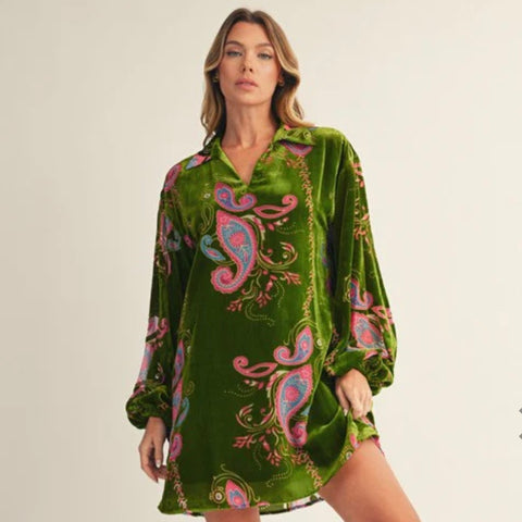 Avocado Velvet Burnout Tunic