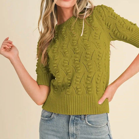 Kiwi Popcorn Knit Sweater