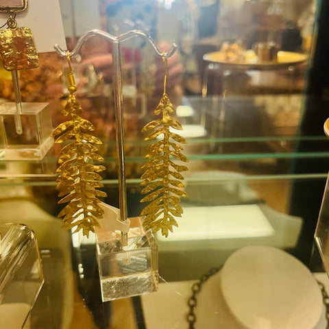 Drop Gold Leaf Earrings