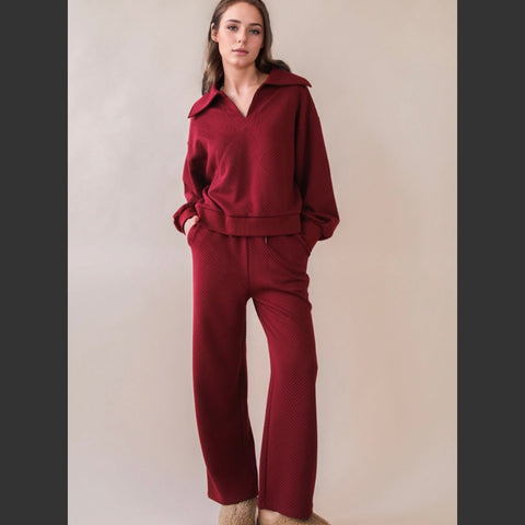 Merlot Textured Two Piece Set