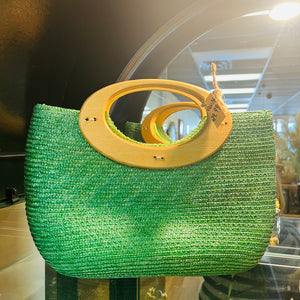 Gently Loved Green Woven Handbag