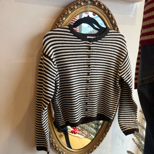 Piper Mini Stripe Chocolate Cardi